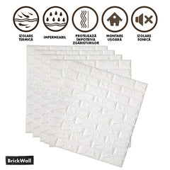TAPET 3D AUTOADEZIV IMPERMEABIL PENTRU ÎNTREȚINERE UȘOARĂ BRICKWALL® (77 cm x 70 cm)