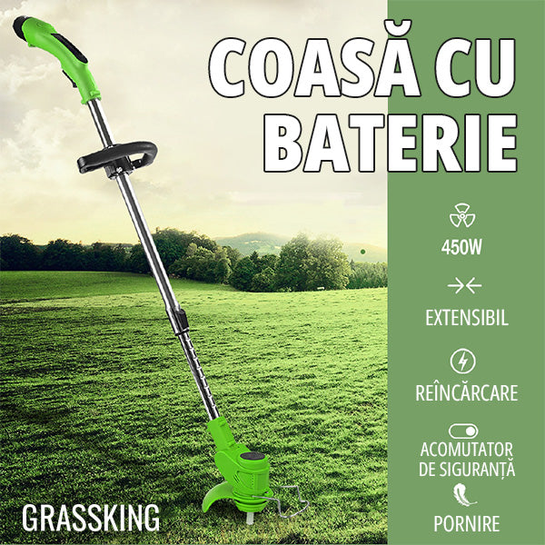 MAȘINĂ DE TUNS IARBA MANUALĂ FĂRĂ FIR PENTRU GRĂDINĂRIT GRASSKING™