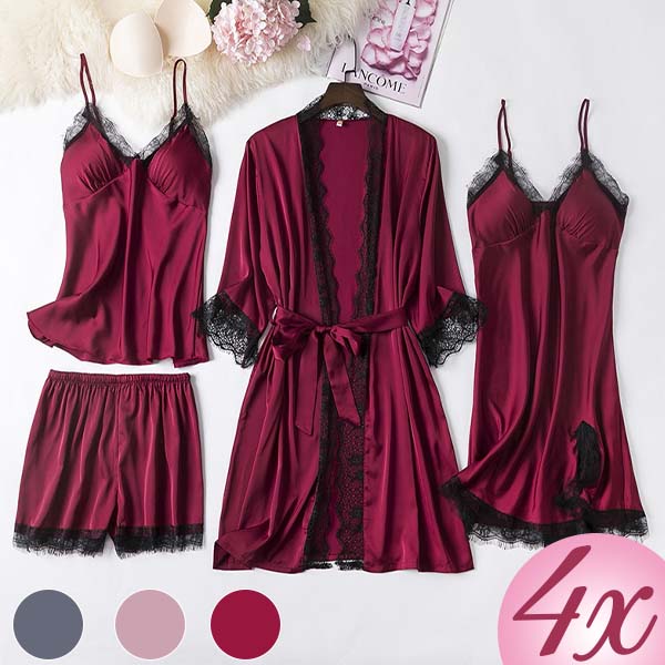 SET DE PIJAMA DIN 4 PIESE ELEGANTE, DE DAMĂ FLIRTYNIGHT™
