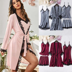 SET DE PIJAMA DIN 4 PIESE ELEGANTE, DE DAMĂ FLIRTYNIGHT™