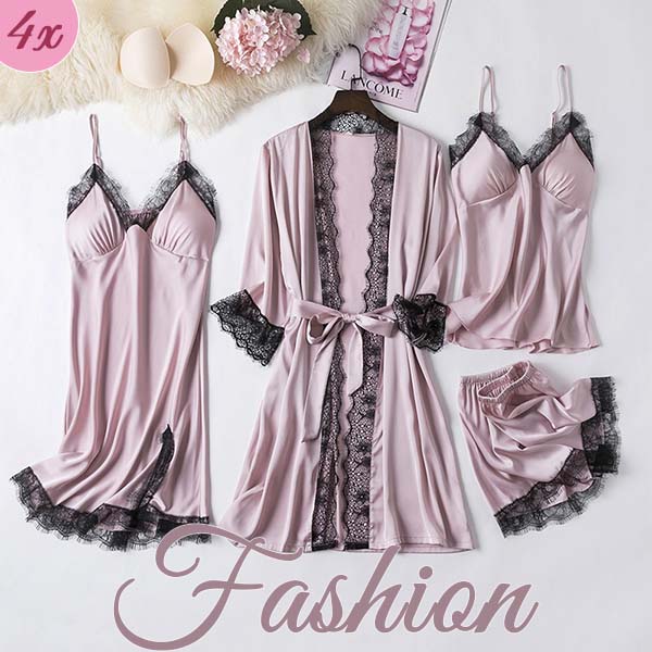 SET DE PIJAMA DIN 4 PIESE ELEGANTE, DE DAMĂ FLIRTYNIGHT™