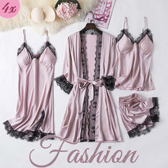 SET DE PIJAMA DIN 4 PIESE ELEGANTE, DE DAMĂ FLIRTYNIGHT™